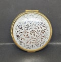 Stratton Powder Compact Goldtone Silver Trailing Leaves  Flowers.Loose  Powder Holder.