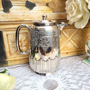 Antique Sheffield Silver Plated Hot Water Jug c1920s, Silver Coffee Pot, James Dixon & Sons, Holloware