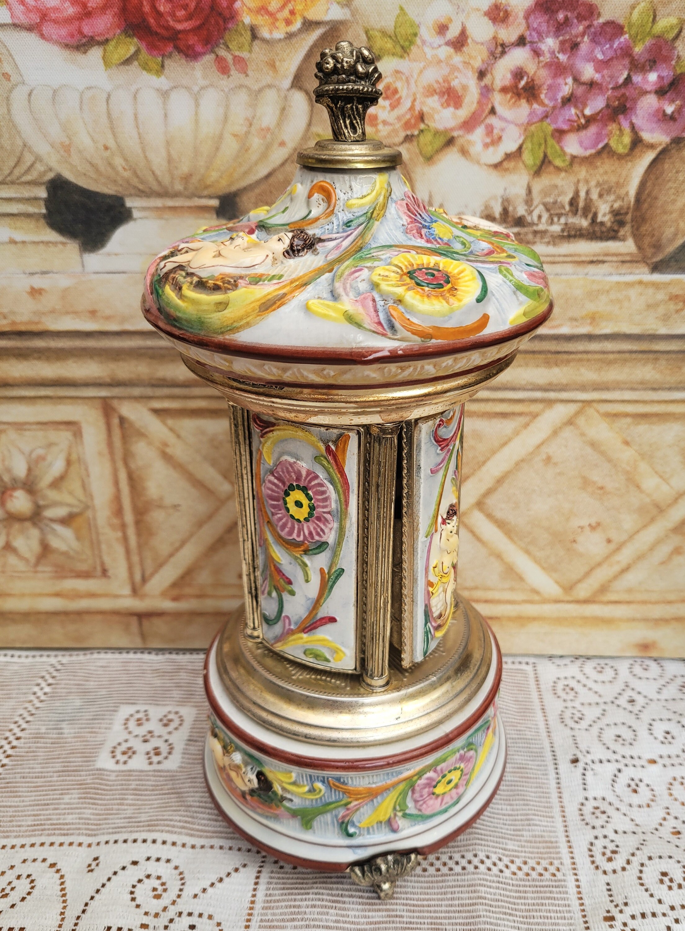 Vintage Capodimonte Swiss Reuge Musical Lipstick Carousel Dr Etsy UK