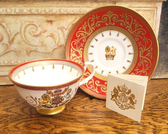 エリザベス2世女王 ティーカップ＆ソーサー：60周年記念、紋章入り、22