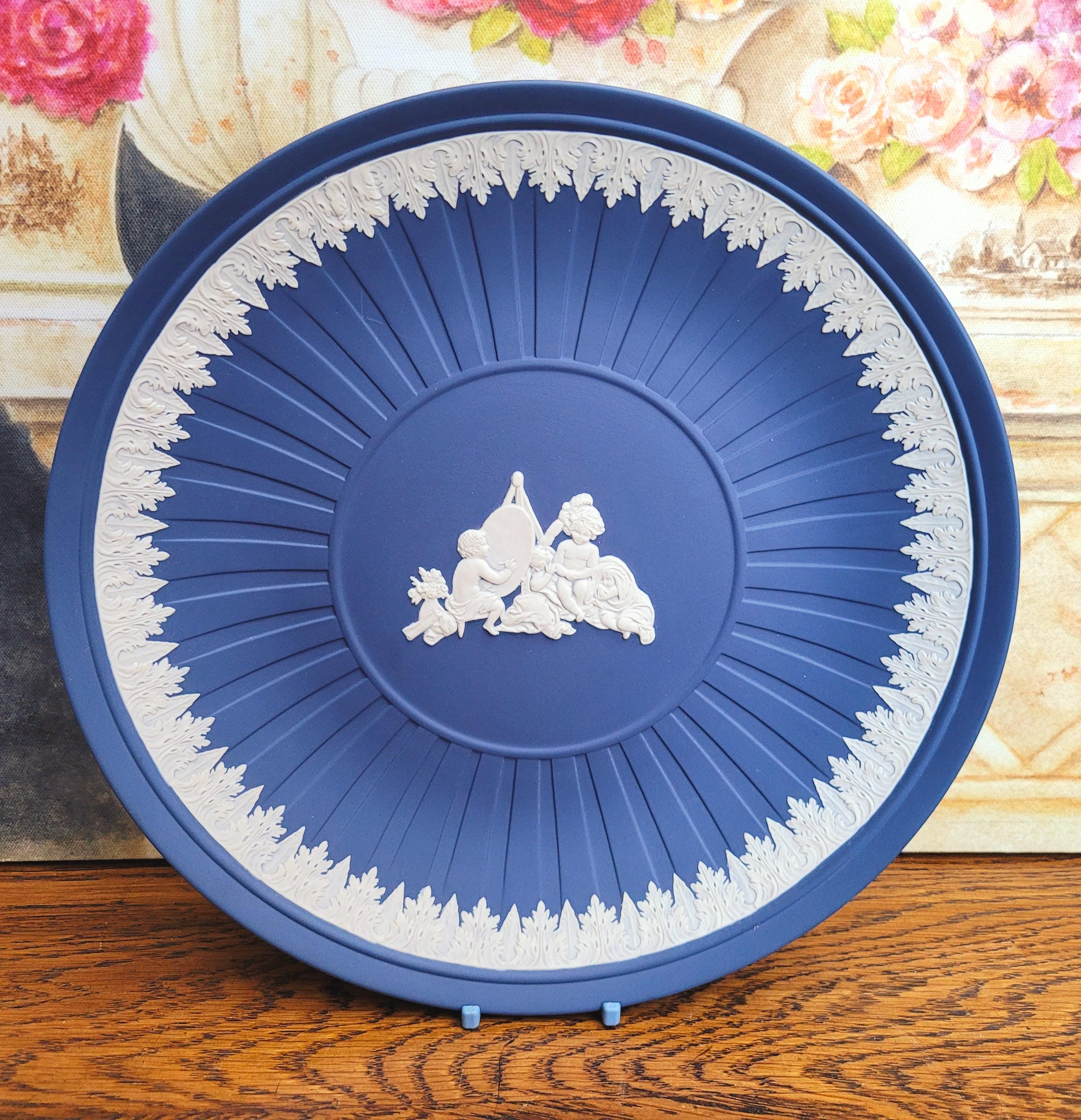 Wedgwood Portland Blue Jasperware Cabinet Plate Infant Academy, Joshua Reynolds