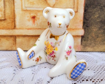 Royal Crown Derby Miniature Posies Teddy Bear Figurine