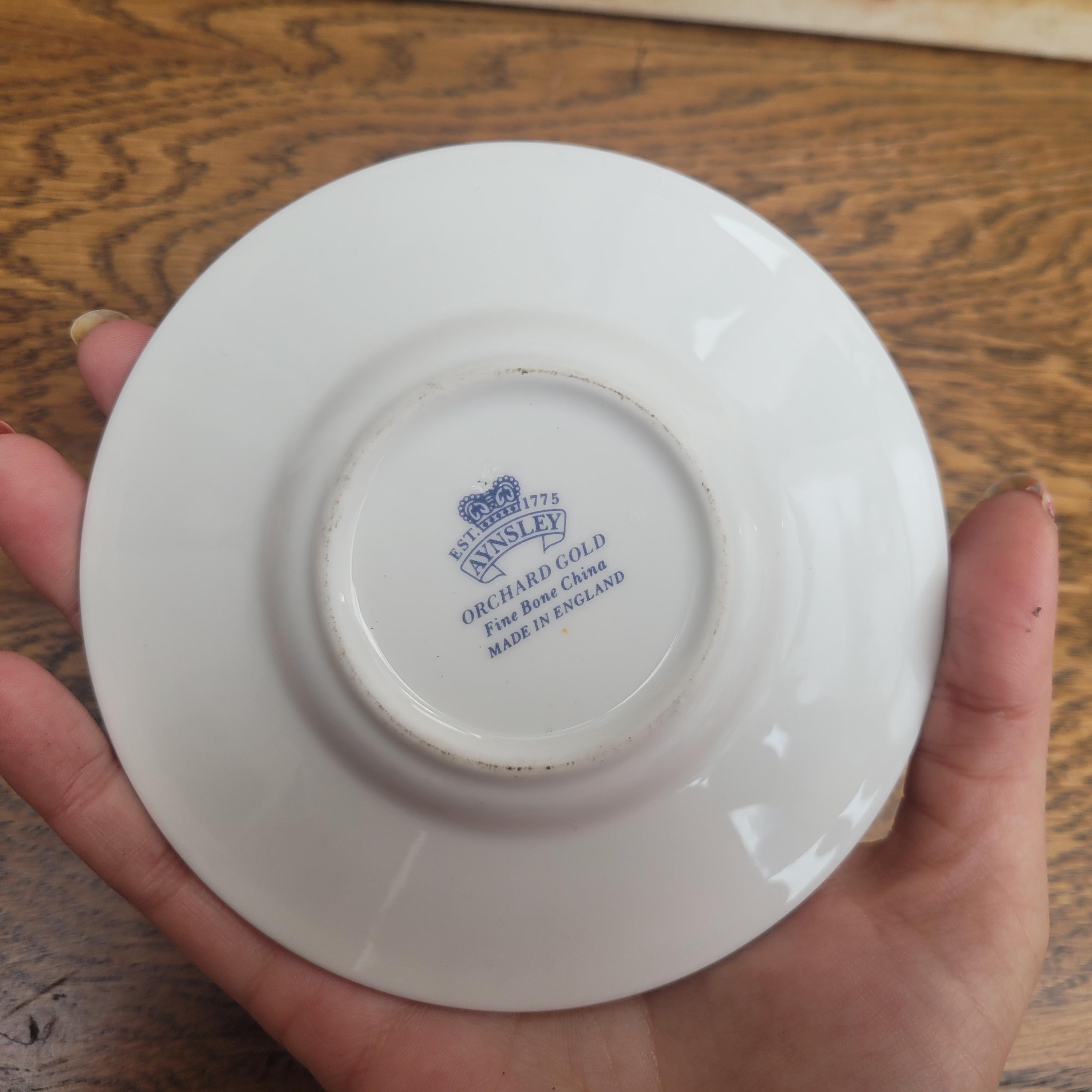 Aynsley Orchard Gold Coffee Can Cup and Saucer, Bone China England