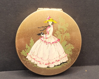 Vintage Stratton Powder Compact Crinoline Lady z lat 50. XX wieku, styl wiktoriański