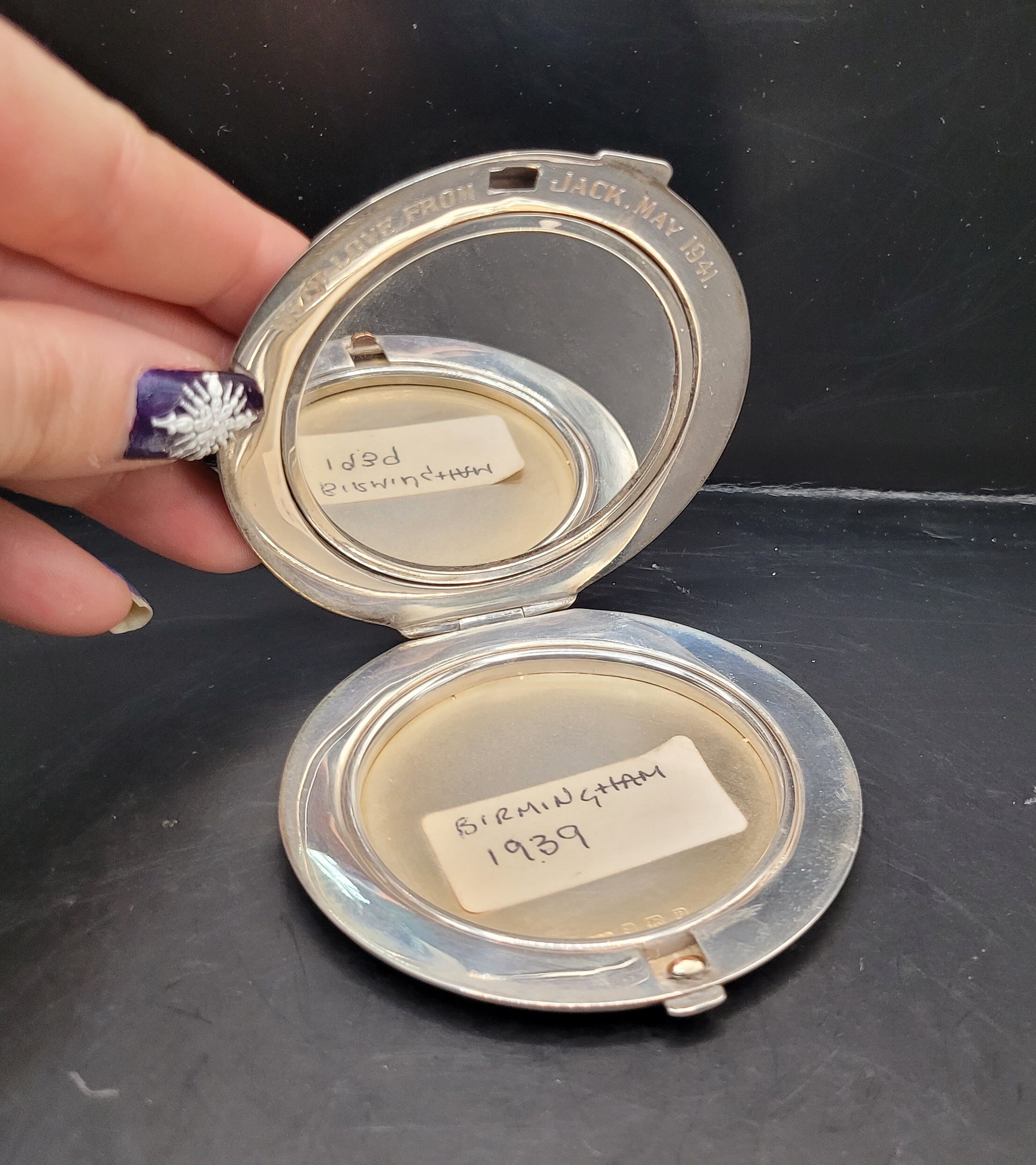 Silver Guilloche Enamel Powder Compact, RAF Sweetheart WW2, Turner and ...