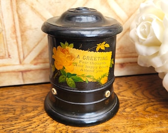 Victorian Scottish Mauchline Ware Cotton Bobbin Holder, String Dispenser, Clark & Co Anchor Thread c1880