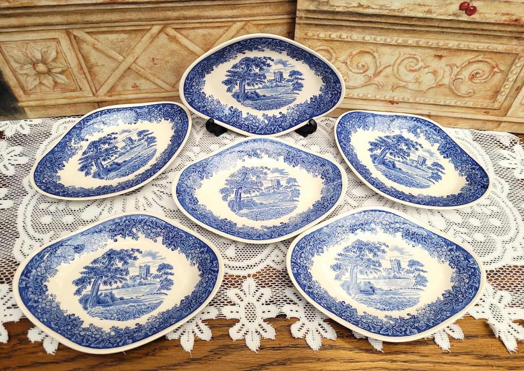 Wedgwood Blue & White Set of 6 Side Plates, Romantic England, Wimborne ...