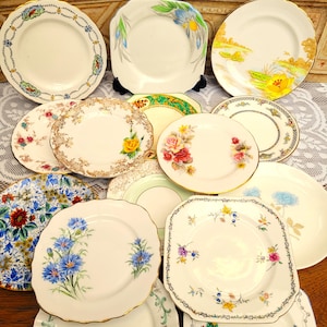 6 Pretty Mis-matched China Tea Side Plates, Vintage Wedding, Tea ...