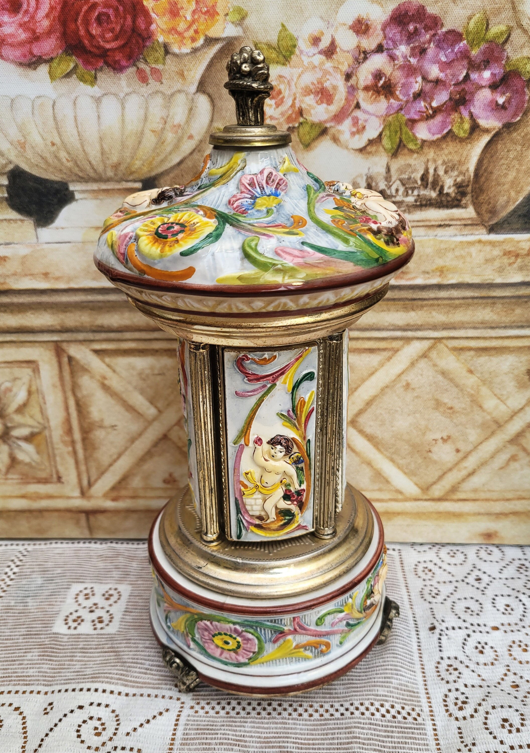 Vintage Capodimonte Swiss Reuge Musical Lipstick Carousel Dr Etsy UK