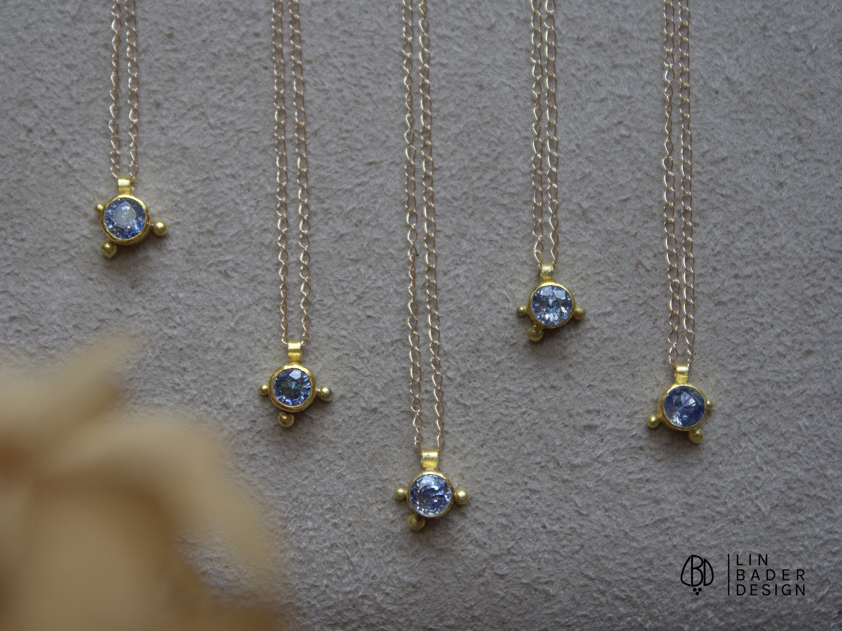 Blue Sapphire Charm Gold 