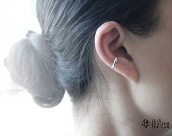 Hammered ear cuff earrings no piercing | Dainty conch ear cuff silver ear wrap Minimalist ear cuff Artisan gift jewelry unisex made in USA