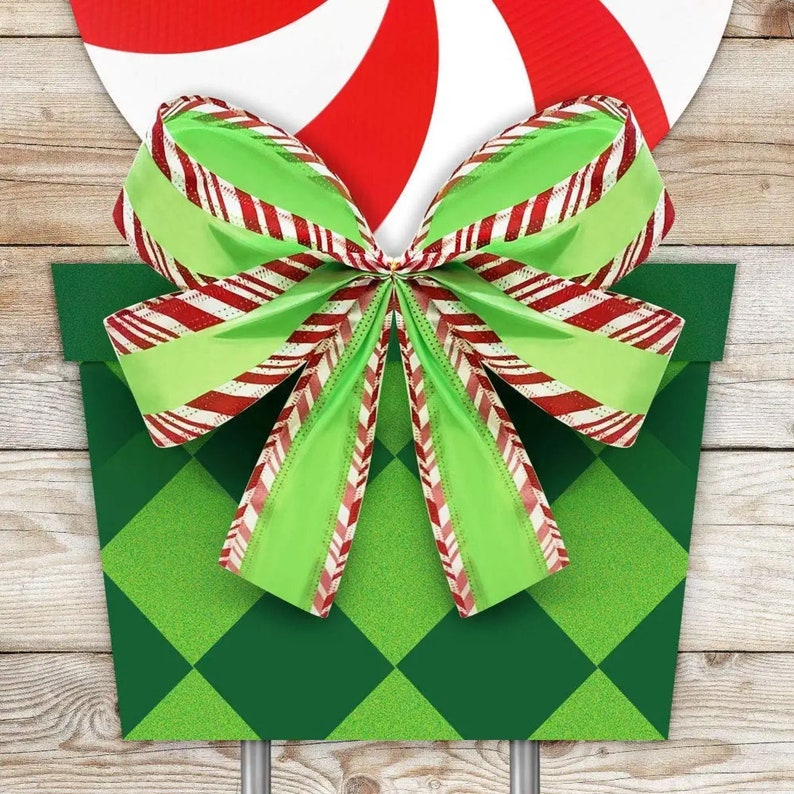 Christmas Peppermint Decorations Outdoor Yard Stakes Giant Etsy