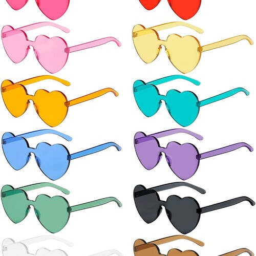 8 Pairs Rimless Sunglasses Heart Shaped Frameless Glasses Etsy