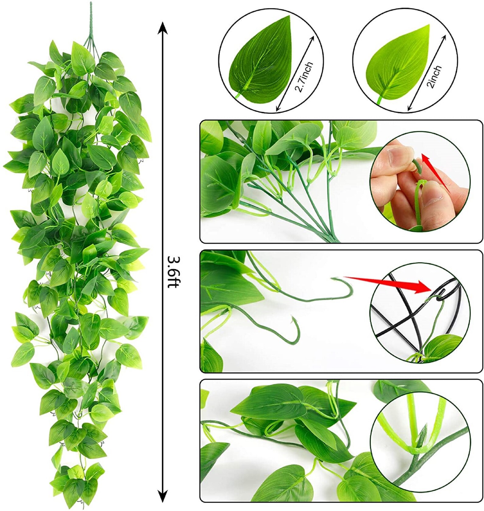 Artificial Hanging Plants 3.6ft Fake Hanging Plant Fake Ivy Etsy