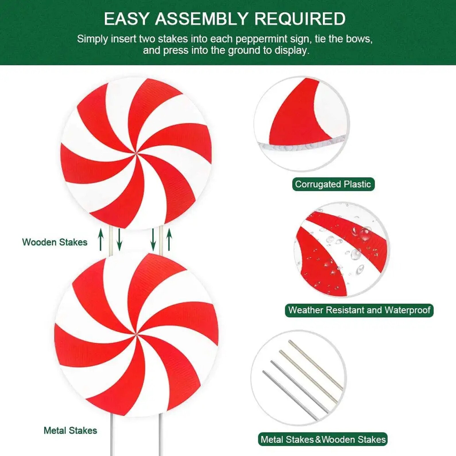 Christmas Peppermint Decorations Outdoor Yard Stakes Giant Etsy