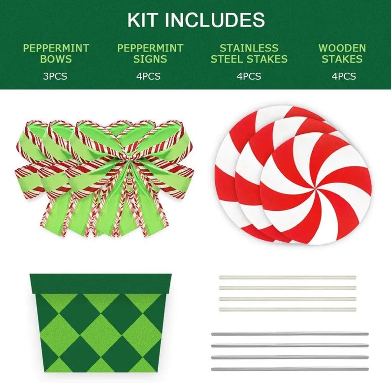 Christmas Peppermint Decorations Outdoor Yard Stakes Giant Etsy