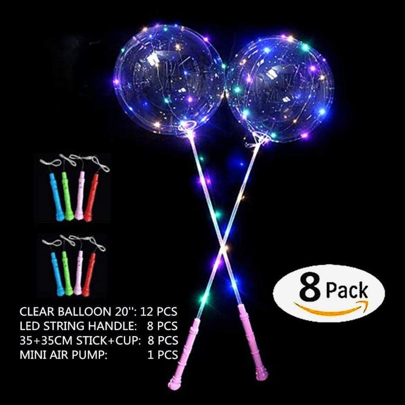 LED Light up Bobo Balloons8 Packs Flashing Handles20 Inches Etsy