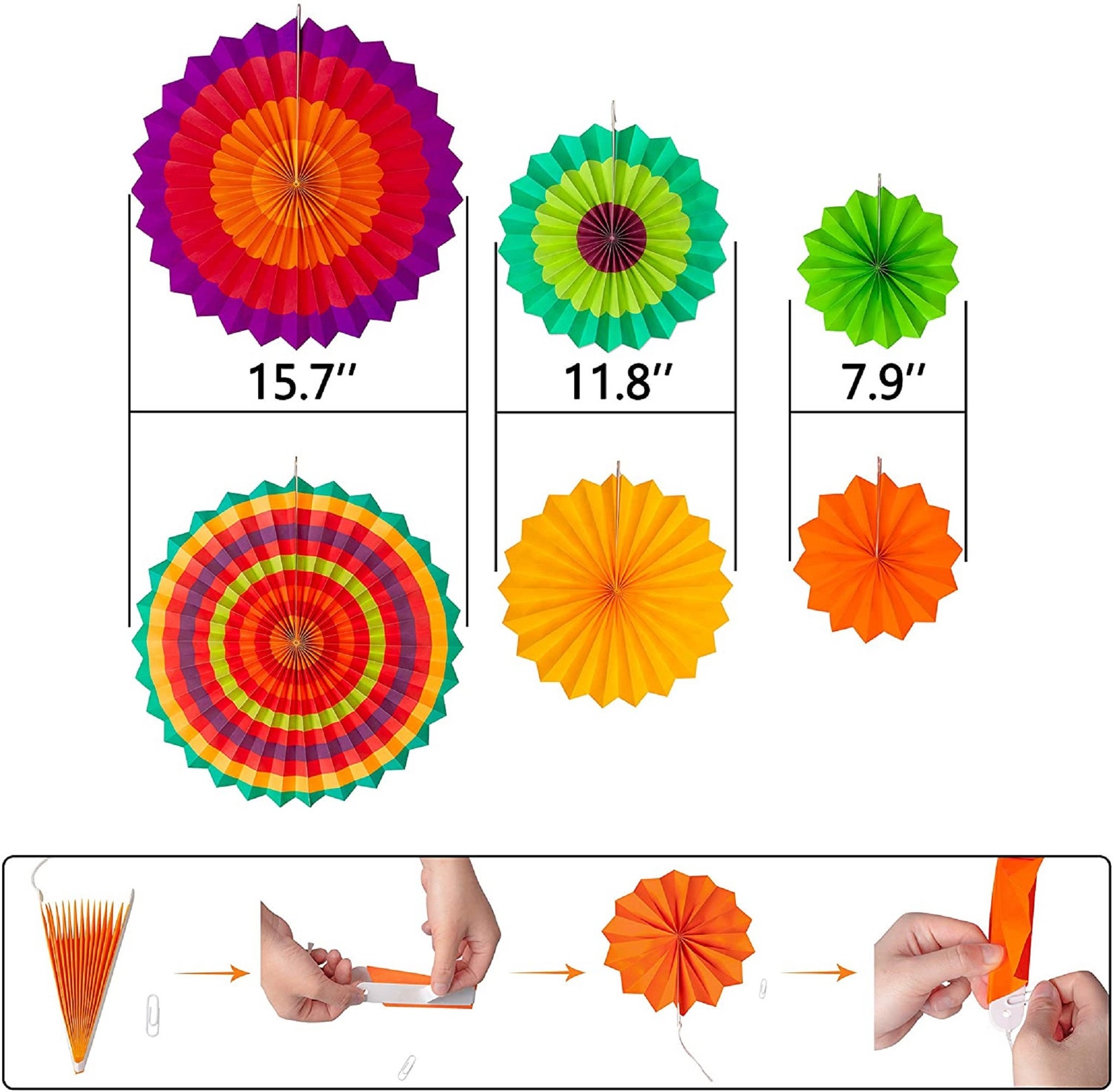 Fiesta Paper Fan Party Decorations Set Cinco De Mayo Pom Etsy