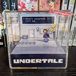 UNDERTALE Dubbelsidig 3D-kubdiorama - Trots allt är det fortfarande du | Det är du! Söt present till spelare, indie-videospelsmerchandise, pixelkonst