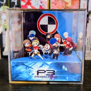 Diorama cúbico 3D de Persona 3 (personalizable entre protagonista masculino o femenino)