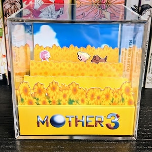MOTHER 3 sunflower fields 3D cube diorama | gamer gift | gamer cube | video game merch | cute gift |