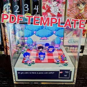 OMORI Mari&#39;s Picnic 3D cube diorama TEMPLATE