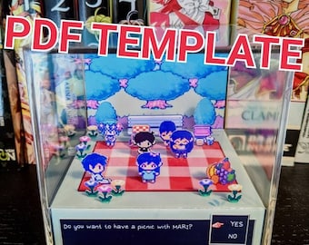 OMORI Mari&#39;s Picnic 3D cube diorama TEMPLATE