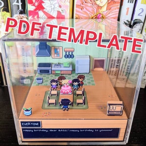 OMORI Basil&#39;s Birthday 3D cube diorama TEMPLATE