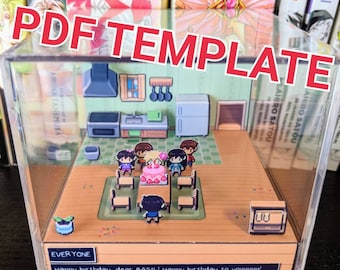 OMORI Basil&#39;s Birthday 3D cube diorama TEMPLATE