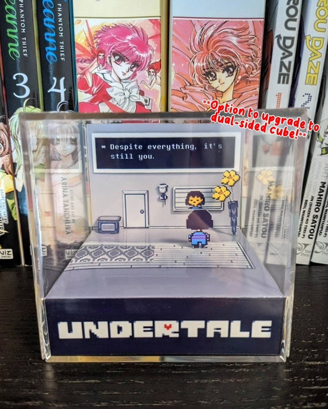 Undertale Frisk Sans Battle Handmade Diorama - Retro Gaming Cube - Fanart