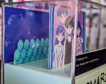 OMORI Your Friends Smile Warmly Behind You Mirror 3D Cube Diorama
