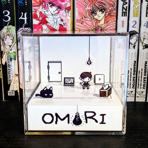 OMORI White Space 3D cube diorama - anime gift, otaku, weeb, cute gift for gamers, video game merch, indie game, unique, handmade, pixel art