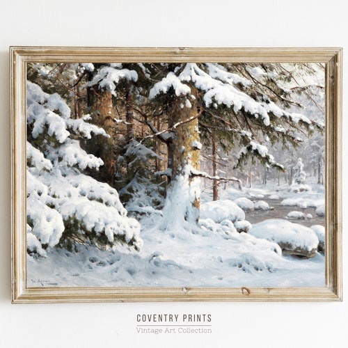 Fox in the Snowy Woods Vintage Painting PRINTABLE 7 Sizes - Etsy