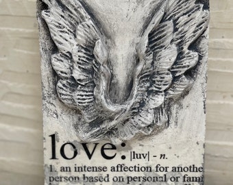 Original Art- Gift for Her Memory Tile ‘Angel Wings’ Wall Art Tile, Sid Dickens Inspired, Spiritual Gift, Gift for Her Home Decor