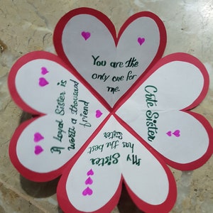 Hermosa tarjeta emergente de corazón hecha a mano para cumpleaños, aniversario, Día del Maestro y Día de la Amistad.