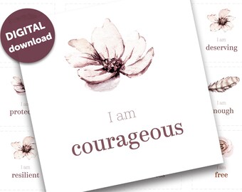 Cartes imprimables d'amour de soi | Cartes d'affirmations positives imprimables | Téléchargement instantané des affirmations quotidiennes | Cartes d'auto-soins