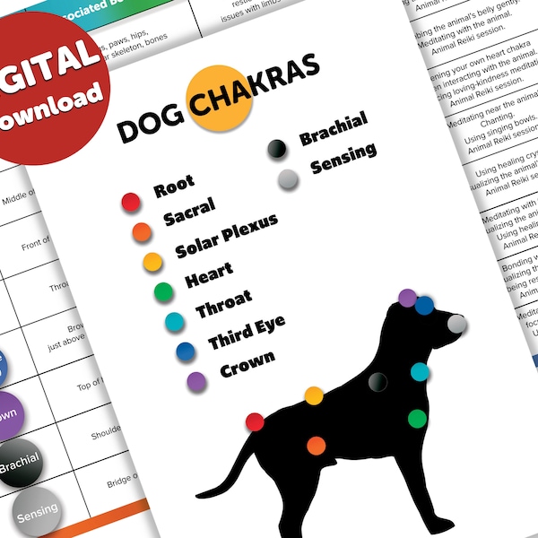 Dog Chakra Printable | Dog Chakra Points | Animal Chakra | Dog Chakra Healing Chart | Digital Download | Pet Chakras Points | Printable