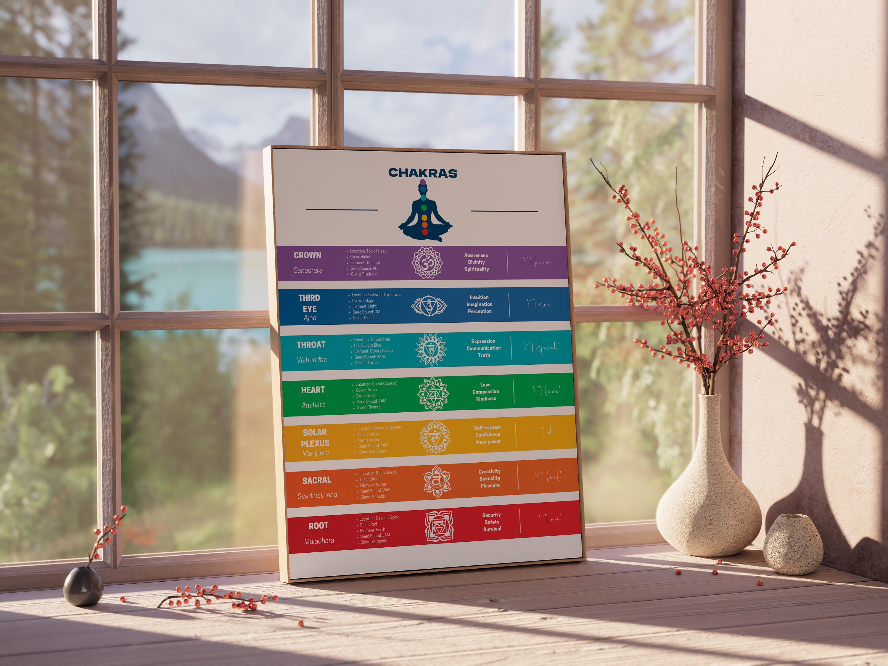 Chakra Poster | 7 Chakras Chart | Chakra Printable | Chakra Printable ...