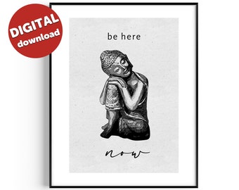 Be Here Now Poster | Printable Wall Art | Spiritual Art | Meditation Art | Mindfulness | Printable Quote | Spiritual Quote |Digital Download