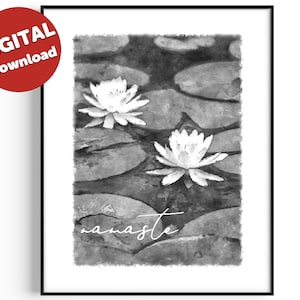 Namaste Printable | Lotus Flower Poster | Meditation Print | Yoga Studio Décor | Spiritual Printable | Spiritual Wall Art | Digital Download