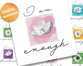 Printable Affirmation Cards | Daily Affirmation Cards | Self-Love Affirmation Cards | Digital Download | I AM Affirmations