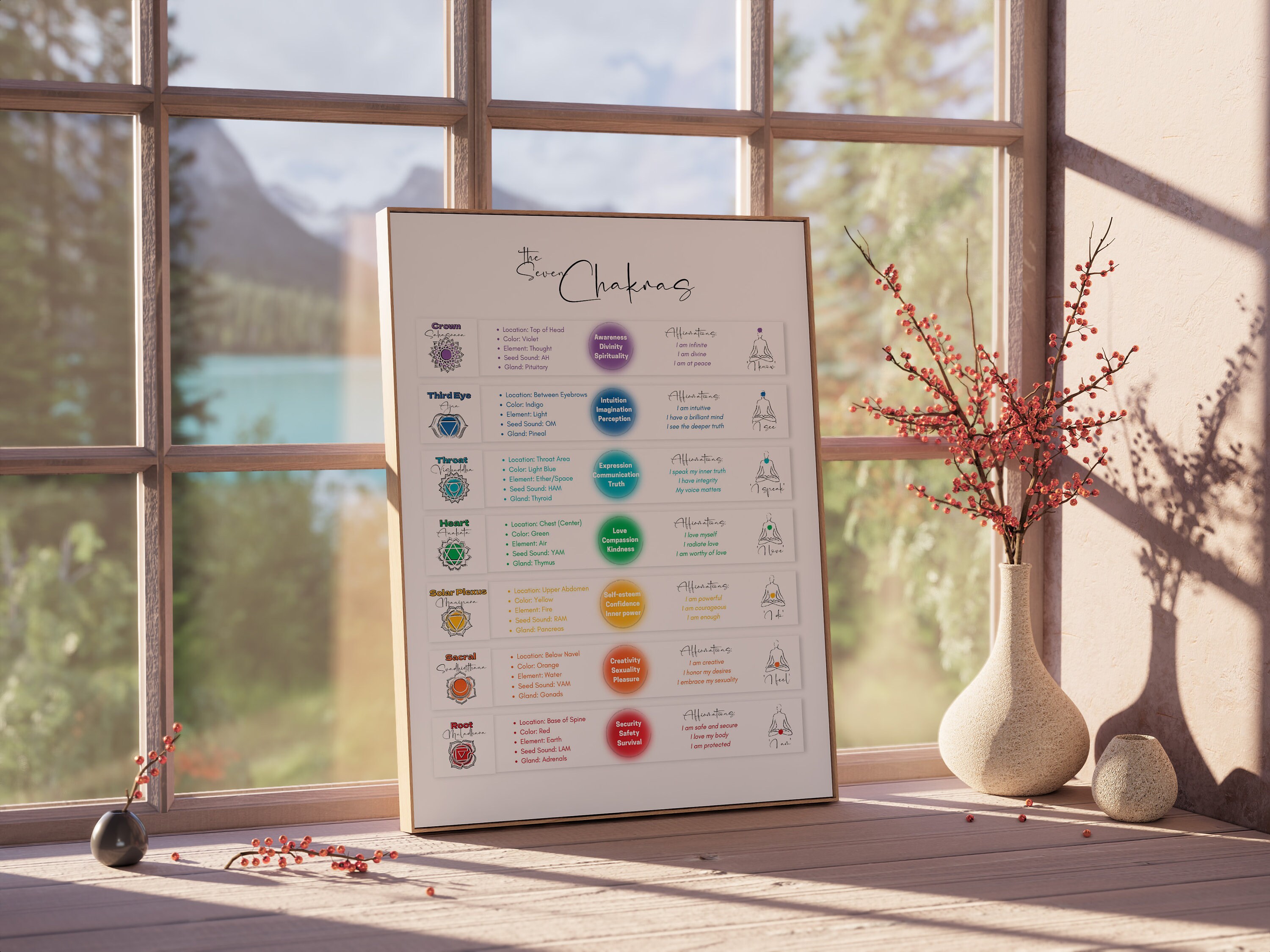 Chakra Poster | 7 Chakras Chart Poster | Chakra Printable | Chakra Art ...