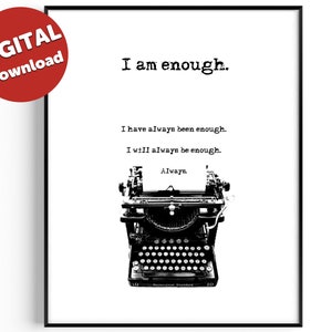 I Am Enough Poster | Self Love Affirmation Printable Wall Art | Retro Printable | Inspirational Quote | Digital Download | Affirmation Print