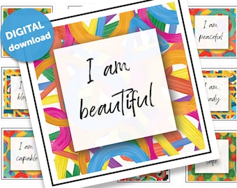 Positive Affirmation Cards | Vision Board Printables | Self-Care Printables | Self-Love Digital Downloads | Manifestation Cards
