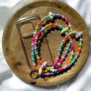 Lange telefoonketting - hoesje en bandje - XXL - regenboog - hoesje met koord