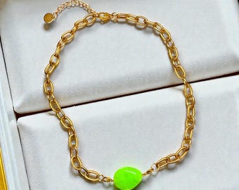 Collier acier inoxydable doré | Breloques interchangeables personnalisables | Bijou tendance femme fait main