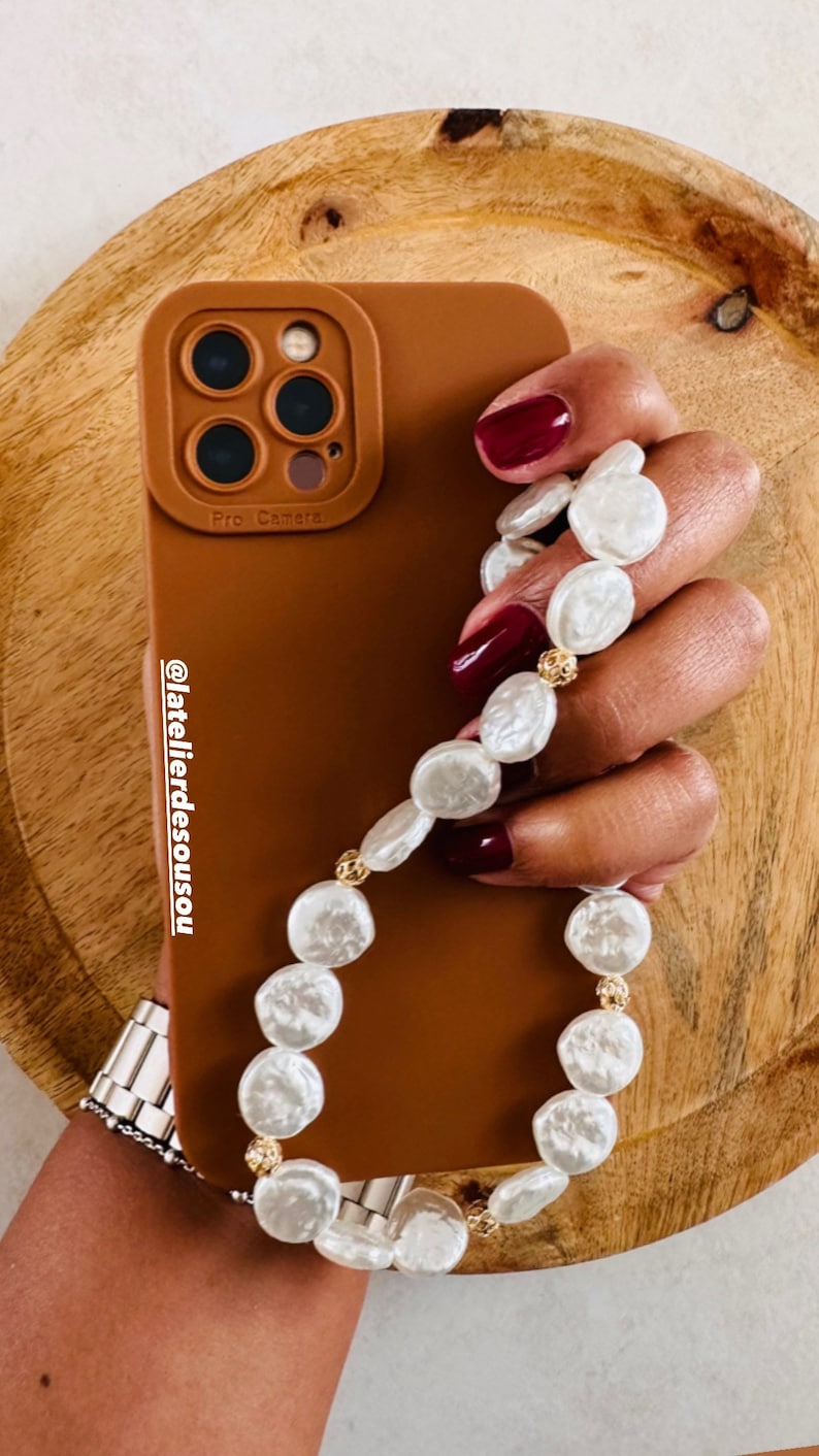 Phone jewelry phone strap pearl beads wrist strap iPhone sold without phone case image 2