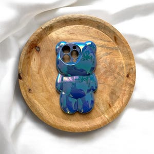 Telefoonhoesje en sieraad - petrolblauwe teddybeerhoes - alleen of in duo - telefoonhoesje - iPhone hoesje