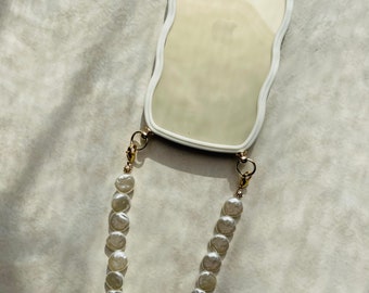 Clear iPhone Case with Wavy Edges + Pearl Phone Jewel - Hand-Personalized - Compatible with iPhone