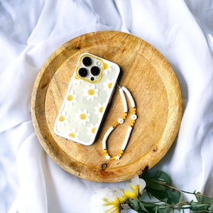 Coque de téléphone - coque iPhone - phone strap - phone case - coque et bijou de téléphone - marguerite